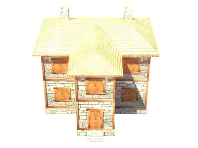 medieval house low poly village town residential house  64 Low-poly 3D model
