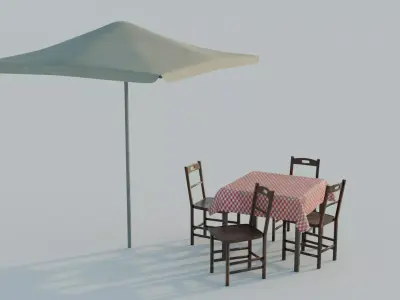 Street cafe set 3D model