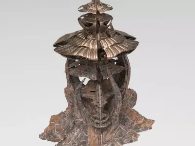 Golden Mushroom tower 3D model