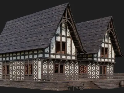 Old Medieval Building 4K Textures GameReady 120 Low-poly 3D model