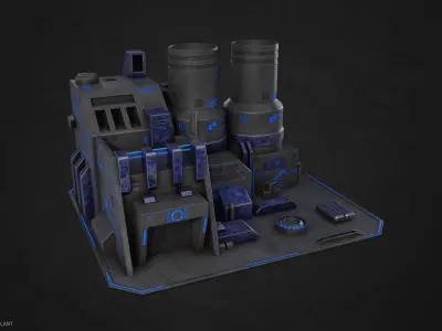 Scifi powerplant Low-poly 3D model
