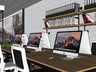 Industrial Style Office Interior Layout 3D model