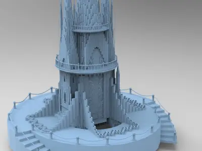 Elden Celtic Watchtower castle Kit bash 3D model