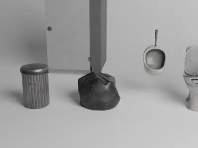 Public Restroom Modular Props Gameready PBR Low-poly 3D model