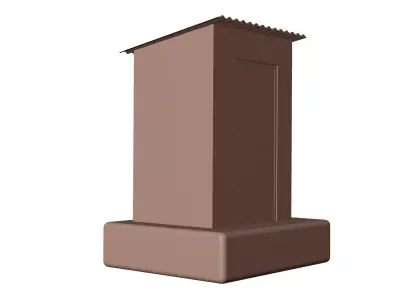 Old style traditional concrete outdoor toilet Low-poly 3D model
