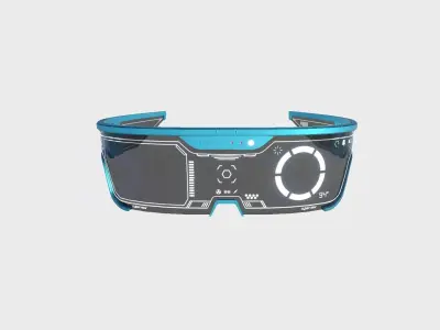 SciFi Glasses Visor 08 Light Blue - Character Design Fashion Low-poly 3D model