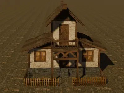 Medieval house ten 3 Low-poly 3D model