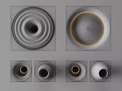 Minimalist Ripple and Round Ceiling Light Set 3D model