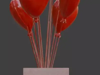 Valentine s Heart Balloon Gift Box Low-poly 3D model