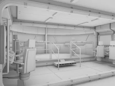 Starship Command Center PBR High Poly 2 3D model