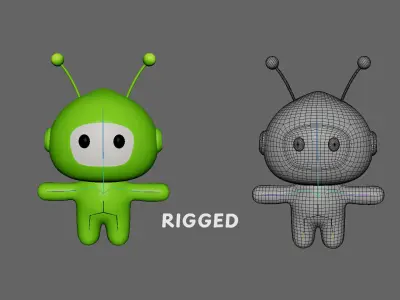 Low-Poly Character004 Alien Mascot Animated Low-poly 3D model