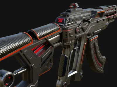 Scifi Ak-47 Low-poly 3D model