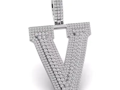 Alphabet Latter V Diamond Pendent 3D print model