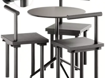 Still Cafe Table Round by Muuto and Sculptural Chair 3D model