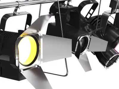 Soft theatre farm with lighting equipment Low-poly 3D model