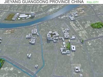 Jieyang Guangdong Province China 55km Low-poly 3D model