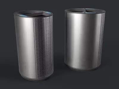 Street Trash Can 23 PBR Game Ready Low-poly 3D model