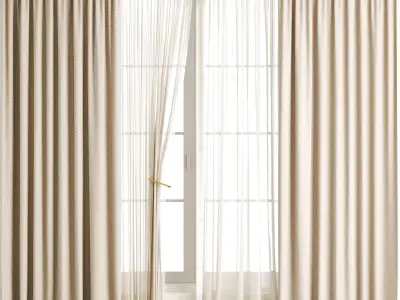 Silk and Cotton Curtain Low-poly 3D model