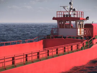  Split Hopper Barge Red Rigged 