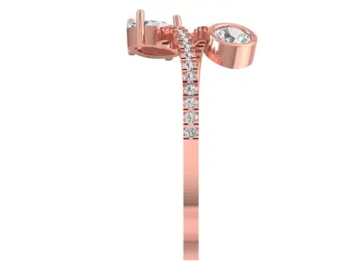 Solitaire Women Light Weight Marquise Round Stone Band Ring 3D print model purchase