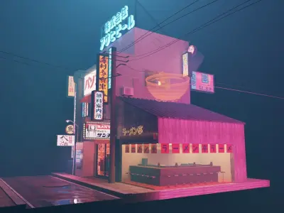 lowpoly cyberpunk street  3D model