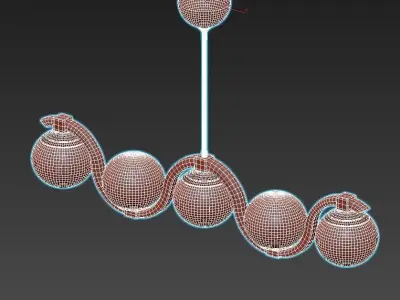 REEDWAY four light chandelier with glass globes 3D model