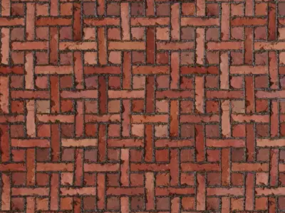 Basketweave Red Clay Brick Paving PBR Seamless Texture