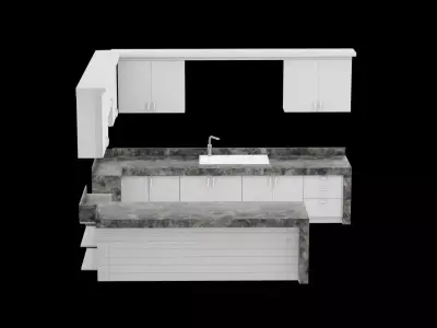 Architectural Kitchen Wall Free low-poly 3D model