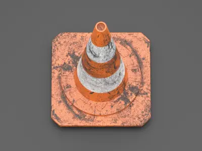 Dirty Traffic Cone Low-poly 3D model