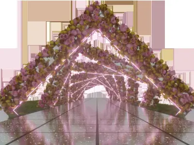 Fairy Glass Walkway decorated with Flowers 3D model