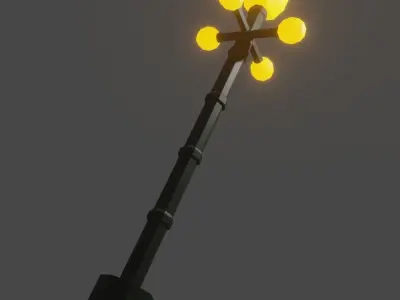 Low Poly Lamp street with lights 3D model