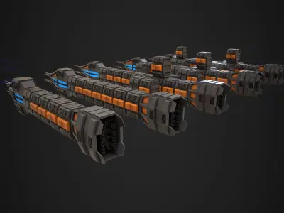 Modular Spaceship Six Low-poly 3D model