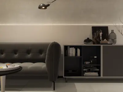 Modern Living Room Night Scen Interior 3D model