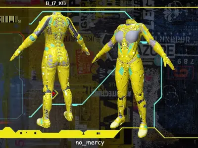 Sci Fi Cyberpunk Female Suit Low-poly 3D model