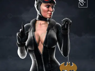 CATWOMAN on barrel 3D print model
