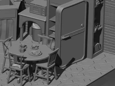 3d printable Friends diorama-monica gellar kitchen  3D print model