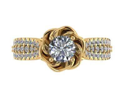 Ring483 gold engagement ring with diamonds 3D print model