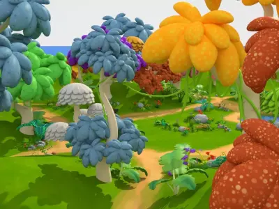 Forest cartoon Low-poly 3D model