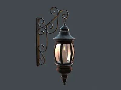 Wall Lantern Low Poly PBR Game Ready Low-poly 3D model