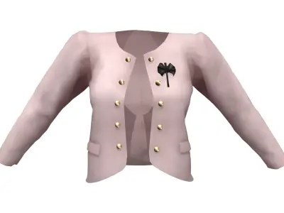 Ladies Slim Blazer Open Front with Brooch Low-poly 3D model