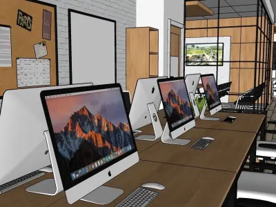 Industrial Style Office Interior Layout 3D model