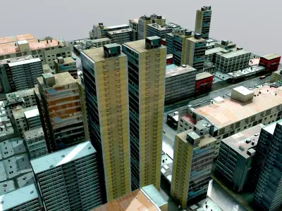 Low Poly City Pack  with Animated Traffic  Low-poly 3D model