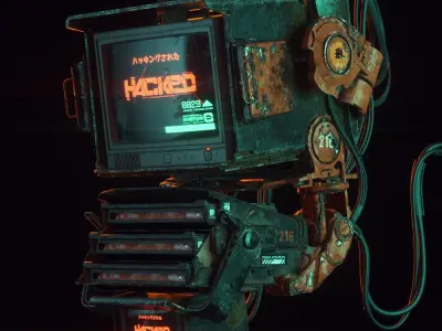 Cyberpunk Hacker Terminal V2 Low-poly 3D model