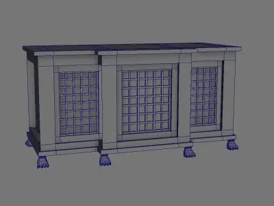 Cabinet ornate with glass doors 3D model