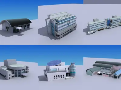 20 city building collection Low-poly 3D model