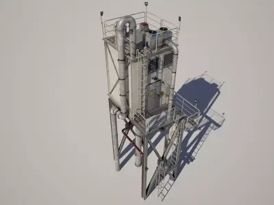 Industrial Refinery Tower Low-poly 3D model
