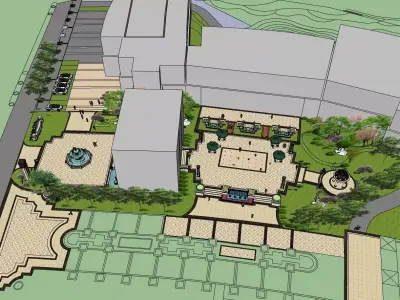 Entertainment mall theme garden sketchup model 3D model