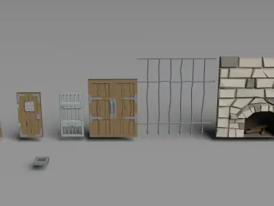 Dungeon tile set Low-poly 3D model