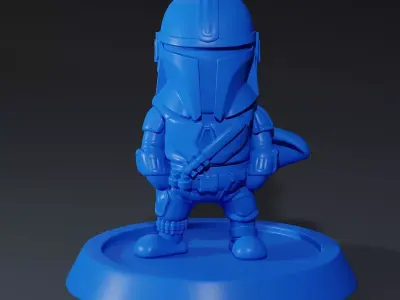 Mandalorian Chibi with base 3d print ready  3D print model