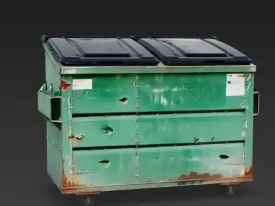 Green Industrial Waste Dumpster 3D Model Low-poly 3D model